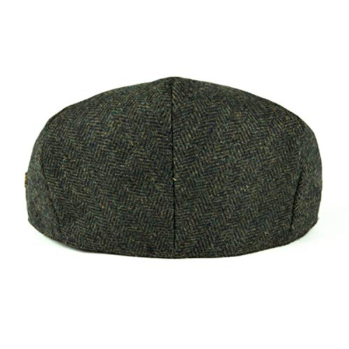 VOBOOM Men's Herringbone Flat Ivy Newsboy Hat Wool Blend Gatsby Cabbie Cap (Army Green, 7 1/8)