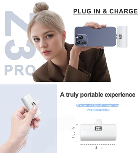 LENUTO Portable Charger for iPhone 15 Power Bank, 6000mAh USB-C Portable Phone Charger with Fast Charging (20W), Mini Battery Pack for iPhone 15 Pro/15 Plus/15 Promax/Samsung/Huawei Andriod - White