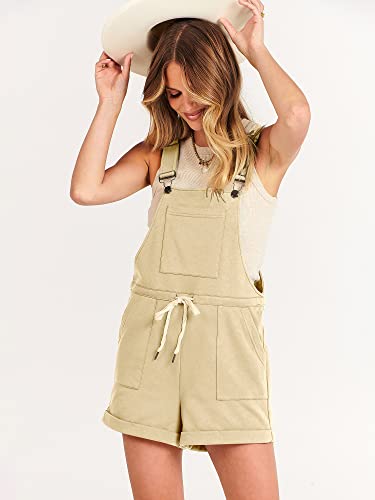 ANRABESS Women's Casual Overall Shorts Summer Shortalls Loose Bib Rompers Vacation Jumpsuit Beach Outfits Comfy Clothes White Large