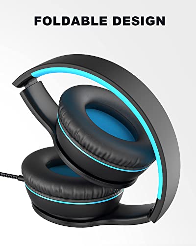 Elecder i45 Black Wired Headphones, Immersive Hi-Fi Stereo Bass, Lightweight and Folding, 4.9ft Nylon Woven Rope, Ideal for School, Travel, Home, Office, and More