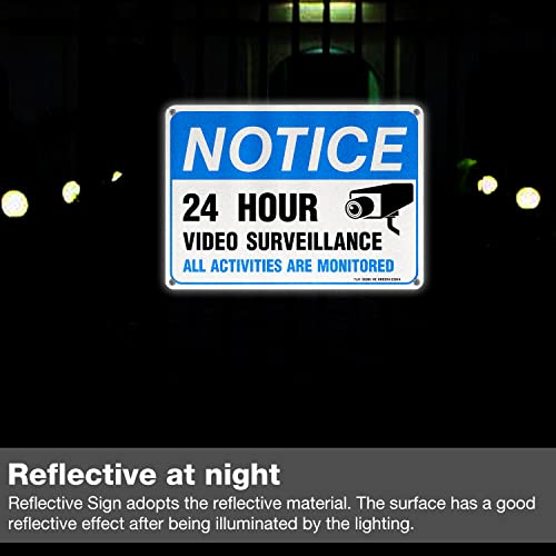 Video Surveillance Sign, All Activities Are Monitored - 2 Pack - 7 x 10 Inches Rust Free .040 Aluminum Reflective - UV Protected, Waterproof, Weatherproof and Fade Resistant - 4 Pre-drilled Holes