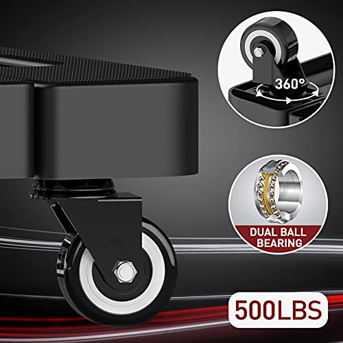 SOLEJAZZ Folding Hand Truck Portable Dolly for Moving, 500LB Luggage Cart Dolly with 6 Wheels & 2 Bungee Cords for Travel, Moving, Shopping Use, Black
