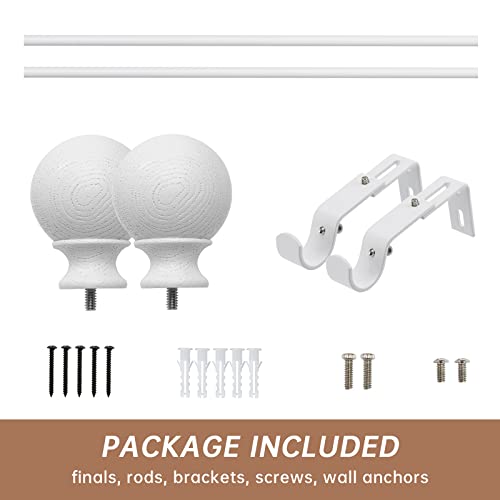 BRIOFOX Black Curtain Rods for 28 to 48 inch - Adjustable 1 Inch Thicken Curtain Rods,Decorative Drapery Single Window Rods with Imitation Wood Grain Finials