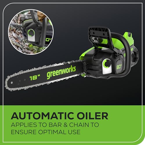 Greenworks 80V 16" Brushless Cordless Chainsaw (Great For Tree Felling, Limbing, Pruning, and Firewood), 75+ Compatible Tools, 2.5Ah Battery and Charger Included