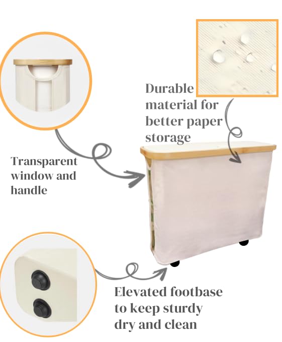 Toilet Paper Storage Basket with Lid, Large Capacity for 12 Rolls, Stackable and Foldable Freestanding Paper Towel Holder - Space Saving Modern Beige Design