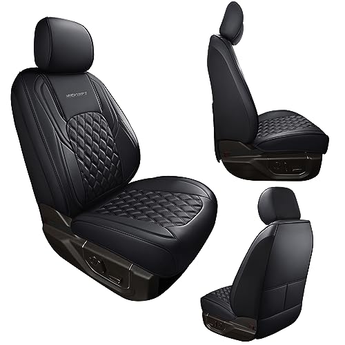 Huidasource Wrangler JK Seat Cover Front Pair, Waterproof Leather Front Car Seat Protector, JK Seat Cushion Fit for Jeep Wrangler JK 2-Door/4-Door Sahara Sport Rubicon 2007-2017(Front Pair/Black)