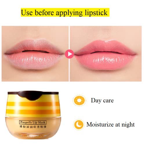 2PCS Lip Balm Honey Pot,Honey & Strawberry Lip Balm, Propolis Moisturizing Honey Lip Mask Lip Balm, Hydrating & Prevention Dry and Cracked Lip Scrubs Exfoliator