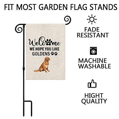 Golden Retriever Garden Flag Welcome We Hope You Like Goldens Garden Flag Golden Retriever Gift (Golden Retriever F)