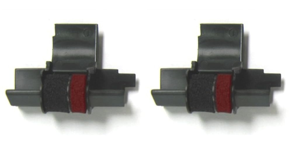 (2 Pack) Compatible/Replacement Canon P23-DH-V P23-DHV-3 P27-DH Calculator Ink Roller, Black/Red Ink Also Fits Casio HR-170RC HR-200RC HR-300RC Sharp EL-1750V EL-1801V Catiga CP30A CP90A and More