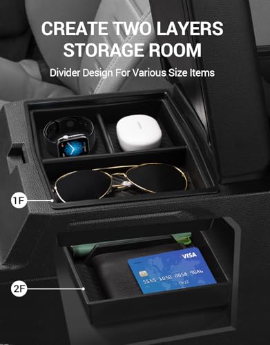 Ecarzo 3PCS Center Console Organizer for 2024-2025 Toyota Tacoma Armrest Hidden Storage Box, Maximize Space & Reduce Clutter, Tacoma Interior Accessories
