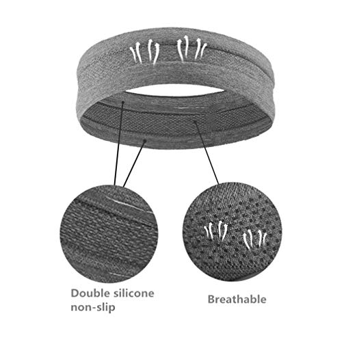 QiShang 3Pack Sweat Bands Headbands for Women Workout, Women's Fashion Non Slip Headband, Moisture Wicking Sweatband for Sports Running Athletic Yoga