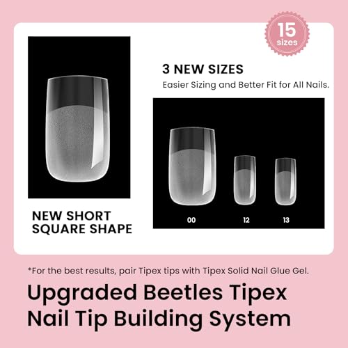 Beetles Tipex Instant Apex Nail Tips,120Pcs Pre-building Pre-Etched Gel Nail Tips Long Coffin Thicker Acrylic Nails Strong Full Cover False Nail Extension Building Gel Press-on Nails for Flat Nails