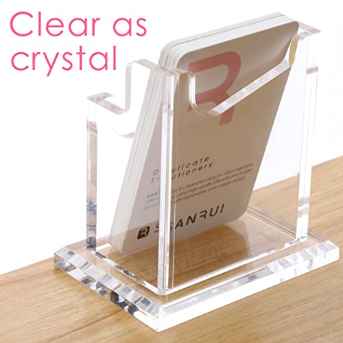 SANRUI Vertical Business Card Holder for Desk，Clear Acrylic Business Card Display Stand，1 Slots ，Holds 50-60 Cards