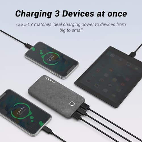 COOFLY Portable Charger, 10000mAh 5V/3A Power Bank, USB C in&Out High-Speed Charging Battery Pack Portable Phone Charger for iPhone 15 14 13 12 11 Samsung S22 S21 etc (Black)