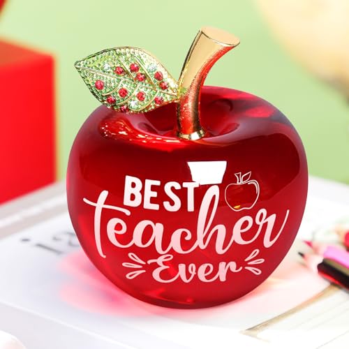 Yookeer Teacher Appreciation Gift for Women Thank You Teacher Retirement Graduation Gifts First Day of School Thank You Paperweight Acrylic Keepsake for Office Classroom(Thanks,4 Inch)