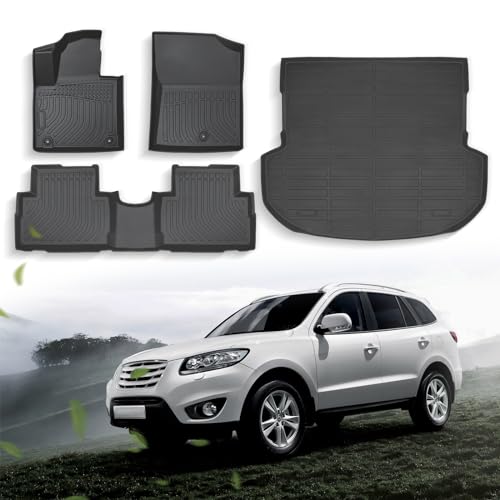 DiffCar® Floor Mats for Hyundai Santa Fe 2023 2022 2021 (Gasoline Models ONLY), Cargo Trunk Liner All-Weather TPE Floor Protectors, for Santa Fe 2021-2023 Interior Accessories (Floor Mats+Cargo Mat)