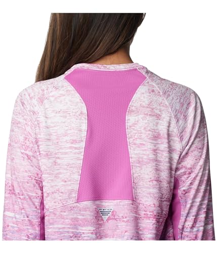 Columbia Women's Super Tidal Tee Vent Long Sleeve, Bright Lavender Digiscale Fade, X-Small