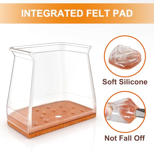 24 Pcs Chair Leg Floor Protectors for Hardwood Floors Silicone Covers to Protect Wood Tile Floors Scratches Felt Pads Furniture Leg Caps No Noise (Fit:0.5"-0.89")