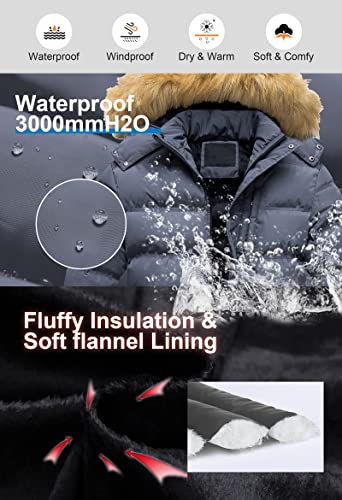 Pursky Bubble Jacket For Men Winter Coats Mens Puff Coat Men's Hooded Waterproof Puffer Warmth Insulated Parka Shiny White M