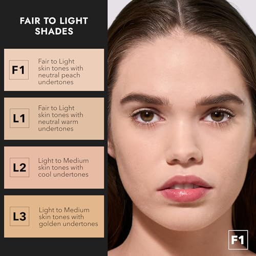 COVER FX Skin Discovered Longwear Full Coverage Concealer | Buildable Crease-Resistant High Coverage Formula Conceals, Corrects, and Brightens, | F1- Fair to light Neutral Peach Undertones