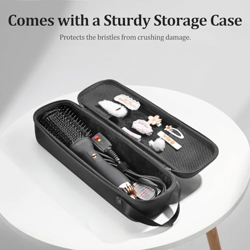 110~250V Dual Voltage Hair Dryer Brush for International Travel, EU/UK Plug Adapter & Travel Case Included, Europe Travel Essentials for Women