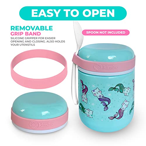 Thermal Food Jar, Insulated Lunch Bag and Stainless Steel Utensil Set. Container for Toddlers, Kids Hot Lunches, Soup. Wide Mouth, Leakproof Easy Grip, Thermal Vacuum Seal 10 oz 300 ML, Blue Monster