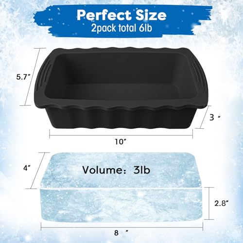 Haldane 2PC Extra Large Ice Block Molds, 6LB Giant Ice Cube Molds for Plunge Lab, Ice Container for Freezer, Thickened and Reinforced Silicone Ice Tray, Cold Plunge Tub Accessories, Black