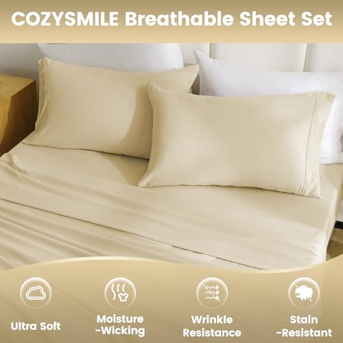 CozySmile Twin Sheet Set - 3 Piece Super Soft Breathable Bed Sheet & Pillowcase Set, 16" Deep Pocket Hotel Luxury Wrinkle Free Easy Care Bedding Sheets, Black