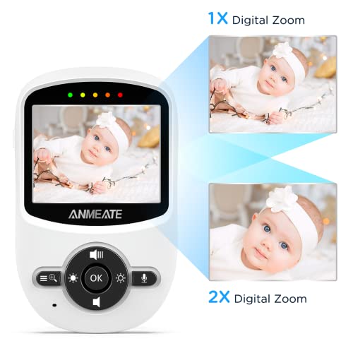 ANMEATE Video Baby Monitor with Digital Camera, Digital 2.4Ghz Wireless Video Monitor with Temperature Monitor, 960ft Transmission Range, 2-Way Talk, Night Vision, High Capacity Battery（1 Camera）