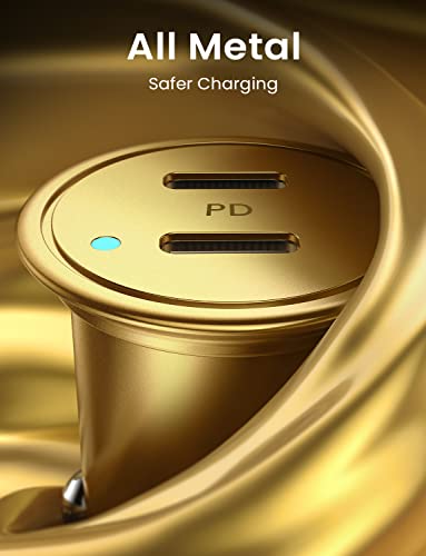 AINOPE Super Fast USB C Car Charger, 56W for iPhone 16 Car Charger Adapter Fast Charging Simultaneously, Smallest All Metal 12V Car Charger USB C Fit for iPhone 16 Pro Max, Galaxy S24, 2024 iPad Pro