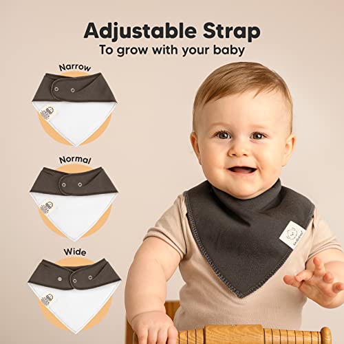 KeaBabies 8-Pack Organic Baby Bandana Drool Bibs - Stylish Unisex Bandana Bibs, Super Absorbent Bandana Drool Bibs, Gentle Teething Bibs for Infants, Organic Cotton Baby Bib (Basics)