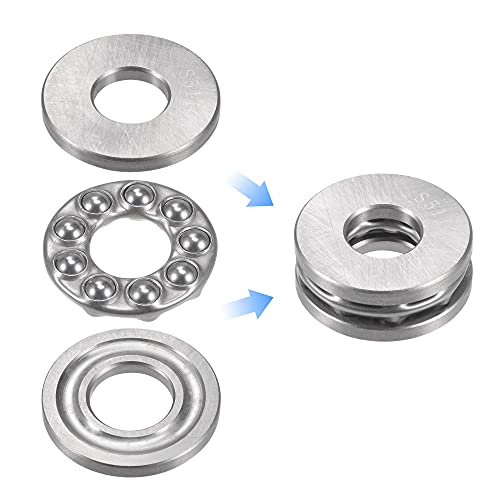 uxcell S51205 Thrust Ball Bearing 25mm Bore 47mm OD 15mm Thick Stainless Steel with Washers