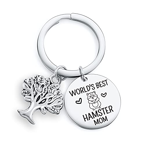 NOTHERS RSZOTW Hamster Lover Gift Hamster Mom Jewelry Animal Lover Jewelry Animal Gift World's Best Hamster Mom Keychain Pet Lover Gift Animal Keychain Hamster Charm Gift