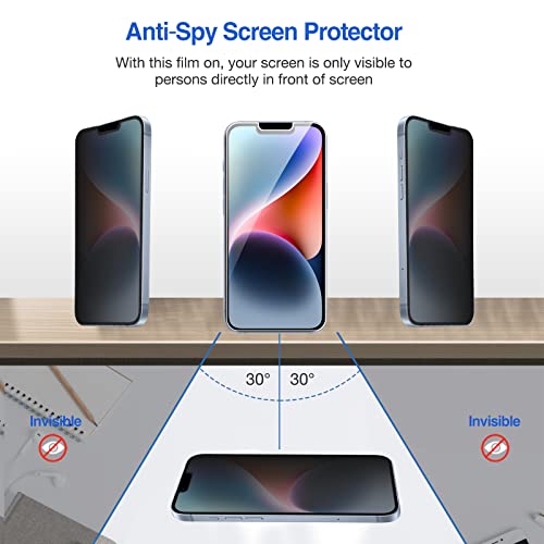 ProCase 2 Pack Screen Protector for iPhone 14 / iPhone 13 / iPhone 13 Pro 6.1 Inch, Tempered Glass Screen Film Guard for iPhone 14 2022 / iPhone 13/13 Pro 2021, Privacy