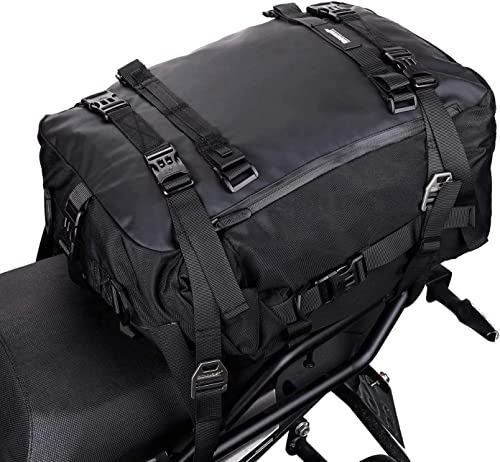 Rhinowalk Motor Pannier Bag Motorcycle Seat Bag Waterproof Travel Luggage Motorcycle Tail Bag Rear Rack Trunk Storage Bag 10L, Black