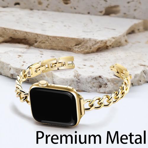 Slim Silver Band and 3Pc Bracelet Set Women Feminine Elegant Compatible with Apple Watch 42mm 44mm 45mm 46mm 49mm Adjustable Metal Strap Dressy Chain for iWatch Series 10/9/8/7/6/5/4/3/2/1/SE/Ultra1 2
