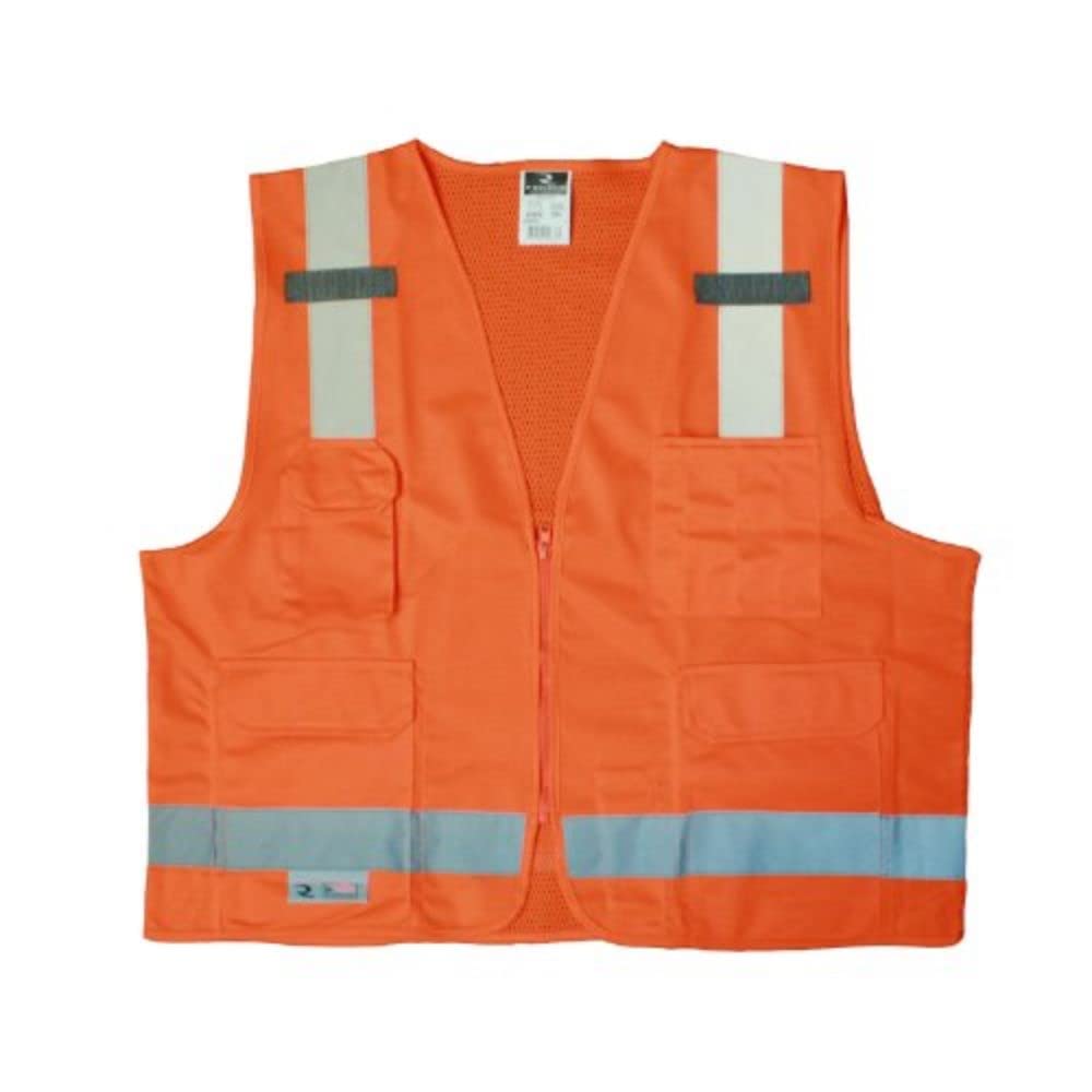 Radians SV7O2X Class 2 Solid Front Mesh Back Surveyor Saftey Vests, Orange, 2 Extra Large