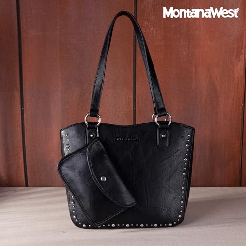 Montana West WesternTwo-Tone Tote Bags for Women Shoulder Purse Hobo Bags with Tassels MWC-G348KH