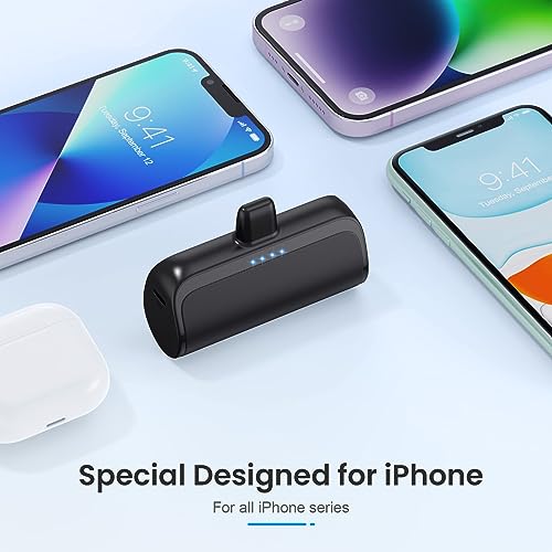 Mini Portable Charger Power Bank for iPhone,5200mAh Portable Phone Charger, Ultra-Compact PD Fast Charging Battery Pack Compatible with iPhone 14/14 Plus/Pro Max/13/12/12 Mini/11/XS/XR/X/8/7/6/6s