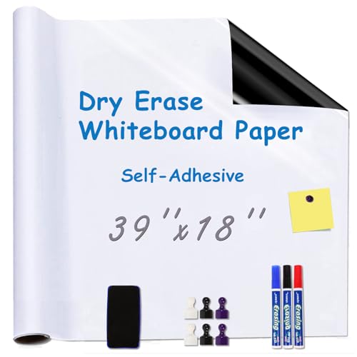 Magnetic Whiteboard Contact Paper 20" x 12”, YOUNGJQ Adhesive Dry Erase White Board Sticker for Wall, Peel and Stick Wallpaper, Easy to Write and Clean for Fridge Home Office