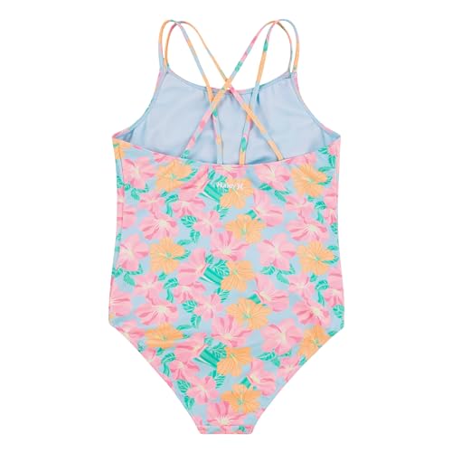 Hurley Girls One Piece Swimsuit, Pale Ivory/Multi Stripe, 7