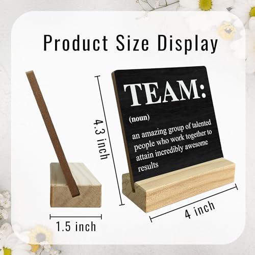 FUGWN Inspirational Team Office Desk Decor, Appreciation Gifts for Work Team Wood Desk Sign, Team Gifts for Coworkers, Team Definition Black Wooden Plaque with Wood Stand for Office Table Decor