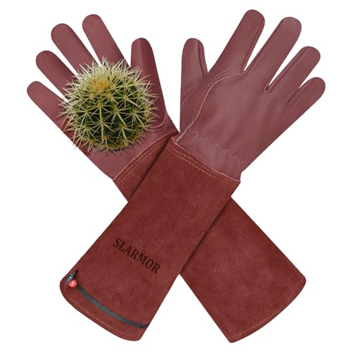 SLARMOR Long Gardening-Gloves Women/Men-Thorn proof Rose Pruning Heavy Duty Gauntlet-XS
