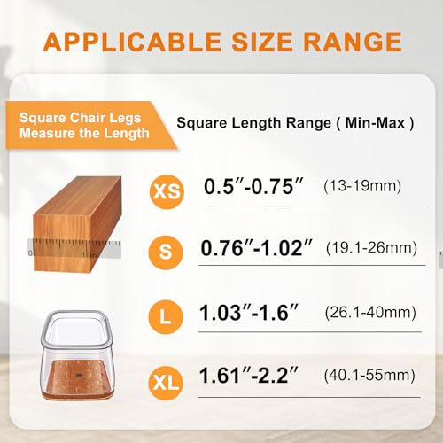 24 Pcs Chair Leg Floor Protectors for Hardwood Floors Silicone Covers to Protect Wood Tile Floors Scratches Felt Pads Furniture Leg Caps No Noise (Fit:0.5"-0.89")