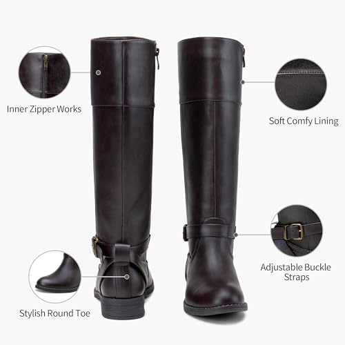 Jeossy Women's 950 Knee High Ridng Boots, Metal Buckle Boot, Black, Size 9 US(DJY950 Black 09)