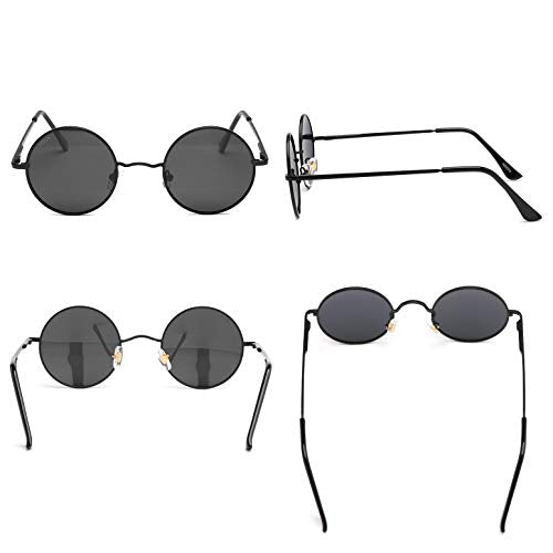 NIEEPA Women Vintage Round Polarized Hippie Sunglasses Small Circle Sun Glasses (GoldGrey+GoldDarkGreen)