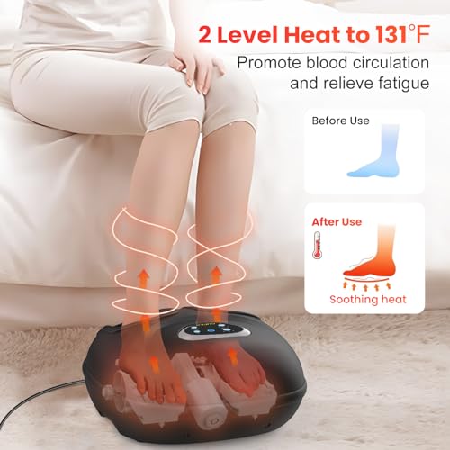 CuPiLo Foot Massager with Heat, FSA HSA Eligible Shiatsu Foot Massager Machine for Plantar Fasciitis, Adjustable Vibration & Pressure for Neuropathy Pain, Women Men Gifts, Fits Up to 13"