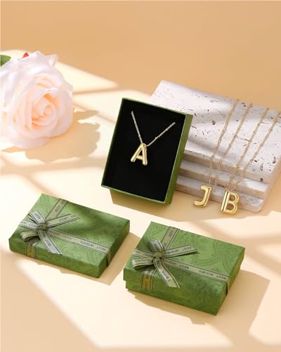 Chunyee Bubble Letter Necklace Gold for Women, 18k Gold Initial Necklaces for Women Dainty Letter Necklace With Gift Package, Ideal Jewelry Gifts for Women