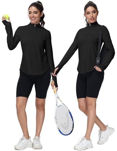 GGOV Women's Golf Polo Long Sleeve Workout Tops V Neck UPF 50+ Sun Protection Quick Dry Lightweight Active Tennis Shirts