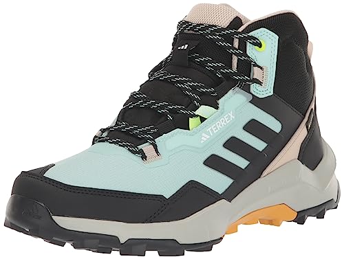 adidas Women's Terrex AX4 Mid Gore-Tex Sneaker, Semi Flash Aqua/Core Black/Preloved Yellow, 9